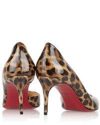 beige Leder Pumps mit Leopardenmuster von Christian Louboutin