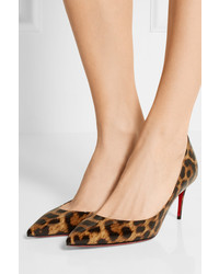 beige Leder Pumps mit Leopardenmuster von Christian Louboutin