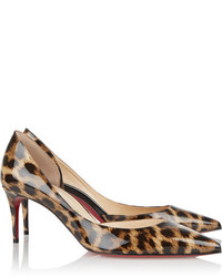 beige Leder Pumps mit Leopardenmuster von Christian Louboutin