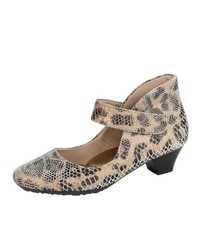 beige Leder Pumps mit Leopardenmuster von Mae&Mathilda