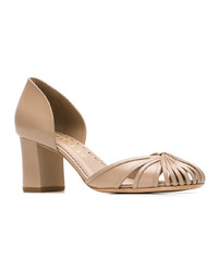 beige Leder Pumps von Sarah Chofakian