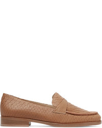 beige Leder Slipper mit Schlangenmuster von Alexandre Birman