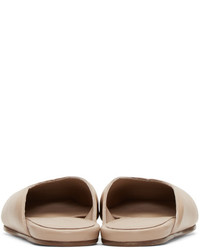 beige Leder Slipper von Helmut Lang