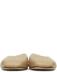 beige Leder Slipper von Helmut Lang