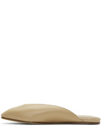 beige Leder Slipper von Helmut Lang