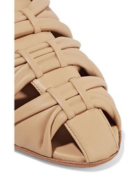 beige Leder Slipper von The Row