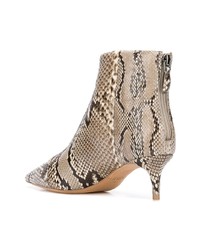 beige Leder Stiefeletten mit Schlangenmuster von Alexandre Birman