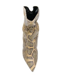 beige Leder Stiefeletten mit Schlangenmuster von Isabel Marant