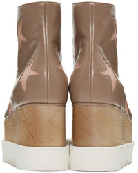 beige Leder Stiefeletten mit Sternenmuster von Stella McCartney