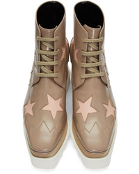 beige Leder Stiefeletten mit Sternenmuster von Stella McCartney