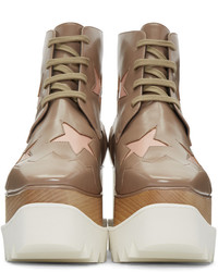 beige Leder Stiefeletten mit Sternenmuster von Stella McCartney