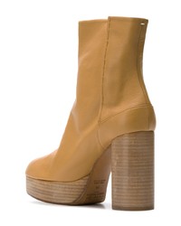 beige Leder Stiefeletten von Maison Margiela