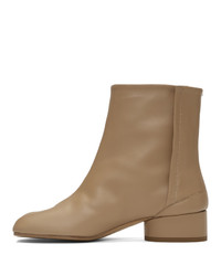 beige Leder Stiefeletten von Maison Margiela