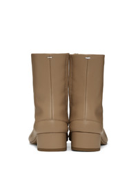 beige Leder Stiefeletten von Maison Margiela