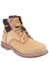 beige Lederarbeitsstiefel von Caterpillar