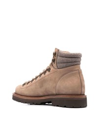 beige Lederarbeitsstiefel von Brunello Cucinelli