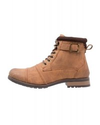 beige Lederfreizeitstiefel von New Look