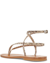 beige Ledersandalen mit Schlangenmuster von K Jacques St Tropez