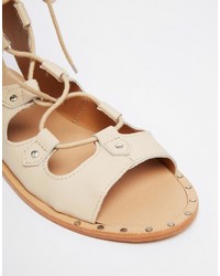 beige Ledersandalen von Asos