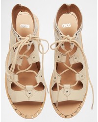 beige Ledersandalen von Asos