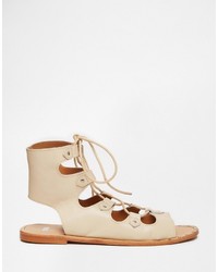 beige Ledersandalen von Asos