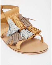 beige Ledersandalen von Asos