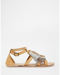 beige Ledersandalen von Asos