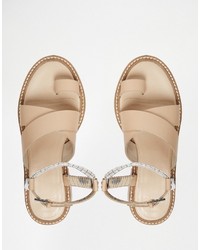 beige Ledersandalen von Asos