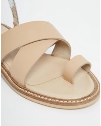 beige Ledersandalen von Asos