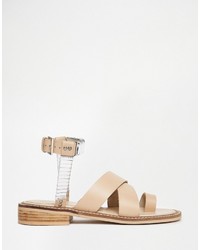 beige Ledersandalen von Asos