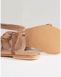 beige Ledersandalen von Asos