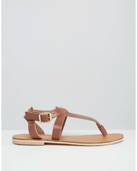 beige Ledersandalen von Warehouse