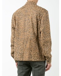 beige Shirtjacke aus Leder mit Leopardenmuster von Alexander Wang