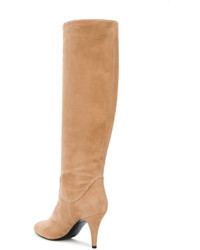 beige Lederstiefel von Casadei