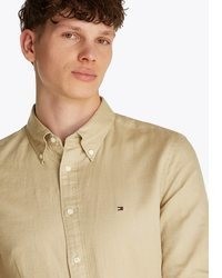 beige Leinen Langarmhemd von Tommy Hilfiger