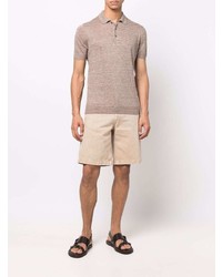 beige Leinen Polohemd von Barba