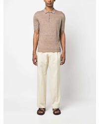 beige Leinen Polohemd von Barba