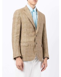 beige Leinen Sakko mit Schottenmuster von Polo Ralph Lauren