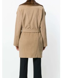 beige Mantel mit einem Pelzkragen von Christian Dior Vintage