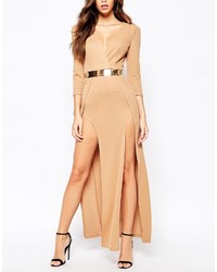 beige Maxikleid