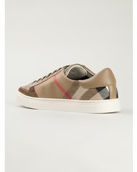 beige niedrige Sneakers mit Karomuster von Burberry