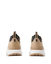 beige niedrige Sneakers mit Karomuster von Burberry