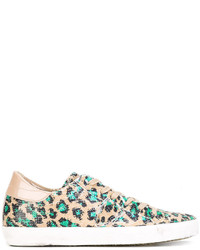 beige niedrige Sneakers mit Leopardenmuster von Philippe Model