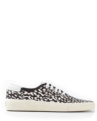 beige niedrige Sneakers mit Leopardenmuster von Saint Laurent