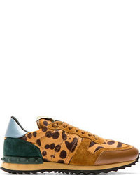 beige niedrige Sneakers mit Leopardenmuster von Valentino