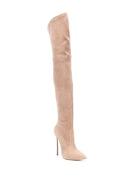 beige Overknee Stiefel aus Leder von Casadei