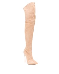 beige Overknee Stiefel aus Wildleder von Casadei