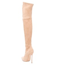 beige Overknee Stiefel aus Wildleder von Casadei