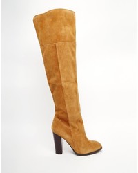 beige Overknee Stiefel aus Wildleder von Aldo