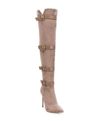 beige Overknee Stiefel aus Wildleder von Gianni Renzi